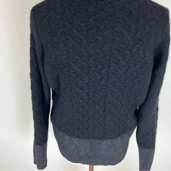VINCE WOOL YAK YAK PULLOVER Sweater Cable Knit BLACK GREY Size S - Picture 5 of 7
